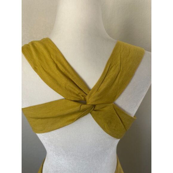 VICI Linen Rayon Yellow Cut Out Twist Front Dress Size Medium - Picture 6 of 11